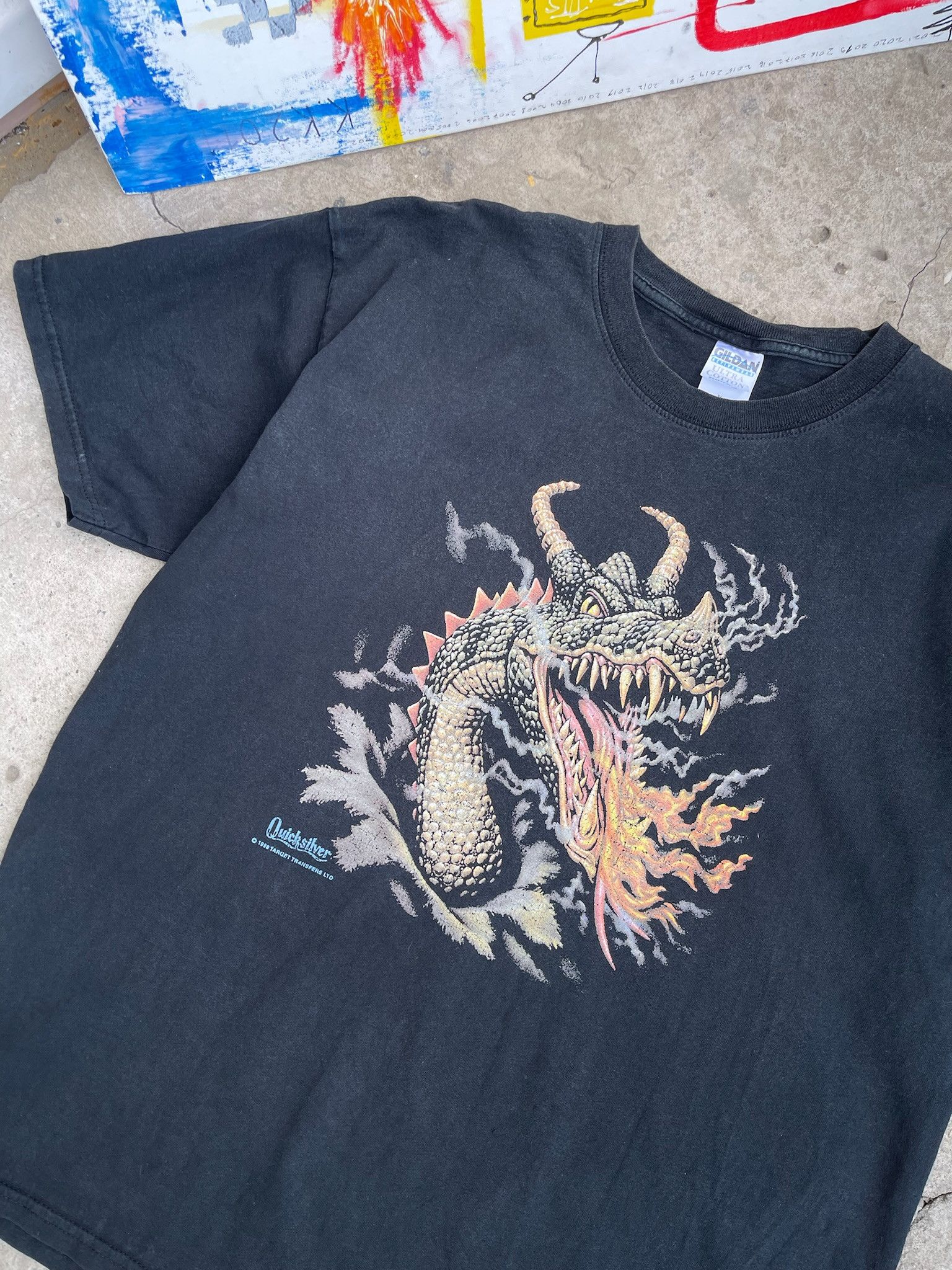 Quicksilver Vintage Quicksilver tShirt dragon 90s surf skate Size US XL / EU 56 / 4 - 1 Thumbnail