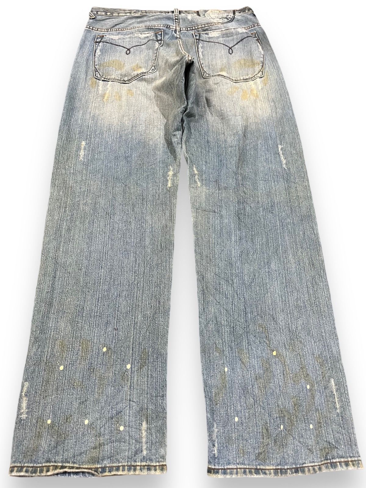 If Six Was Nine Vintage Azzure Baggy Paint Splatter Denim Size US 37 - 4 Thumbnail