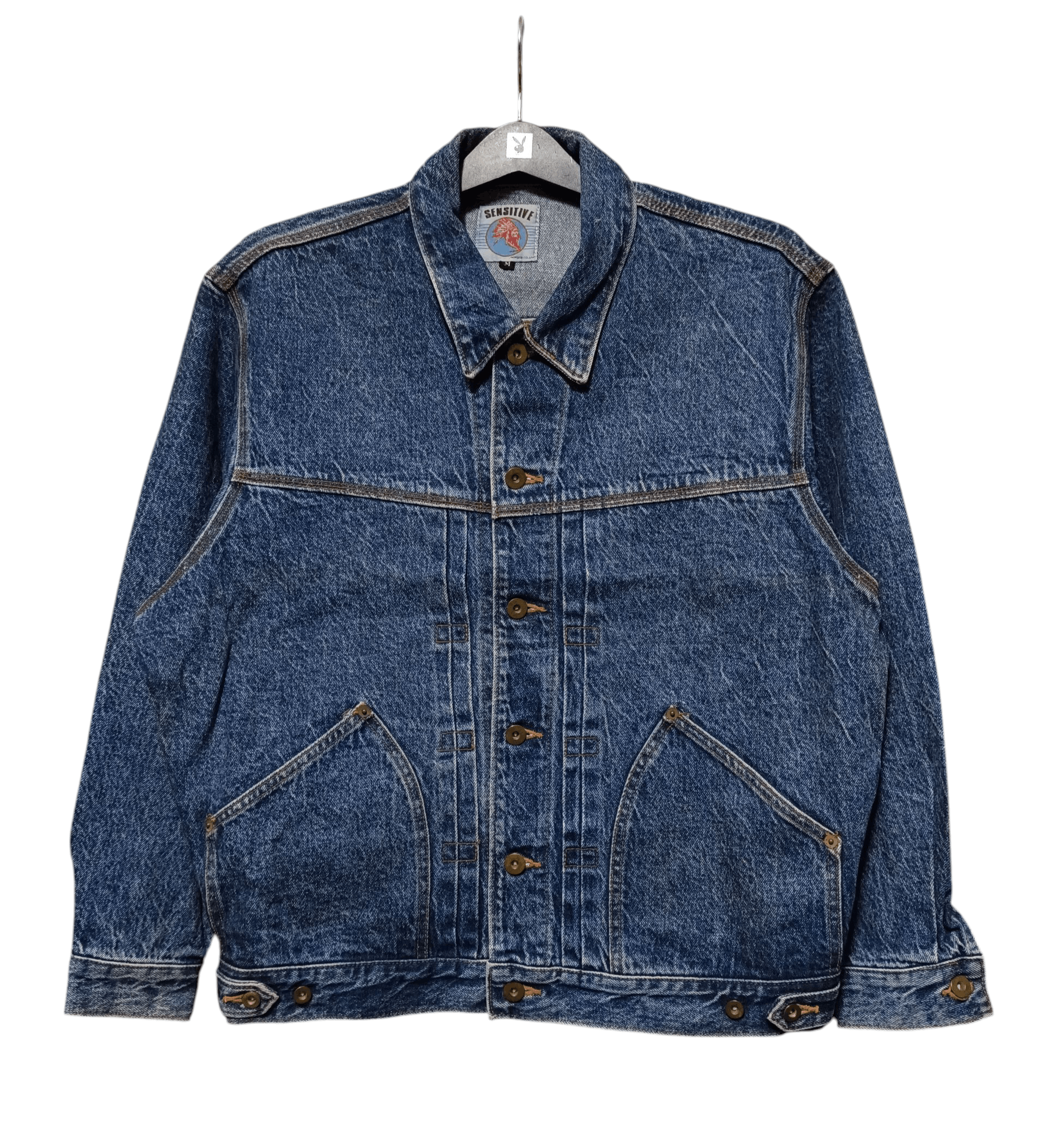 Japanese Brand Sensitive by Bobson Co. Ltd Pleated Denim Jacket 90s Size US M / EU 48-50 / 2 - 1 Thumbnail