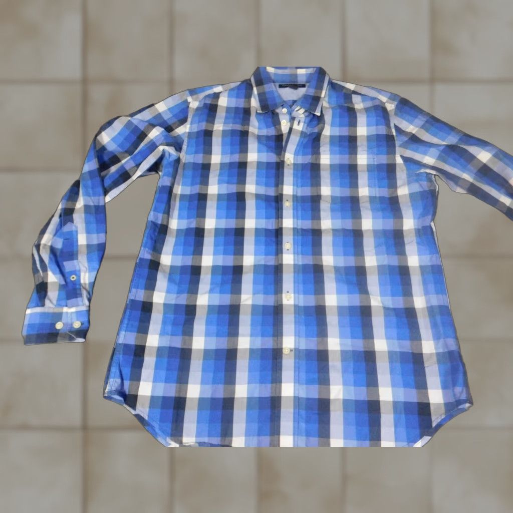 Banana Republic Banana Republic Mens Shirt Long Sleeve Button-Up Collared Blue Plaid Regular M Size US M / EU 48-50 / 2 - 1 Thumbnail