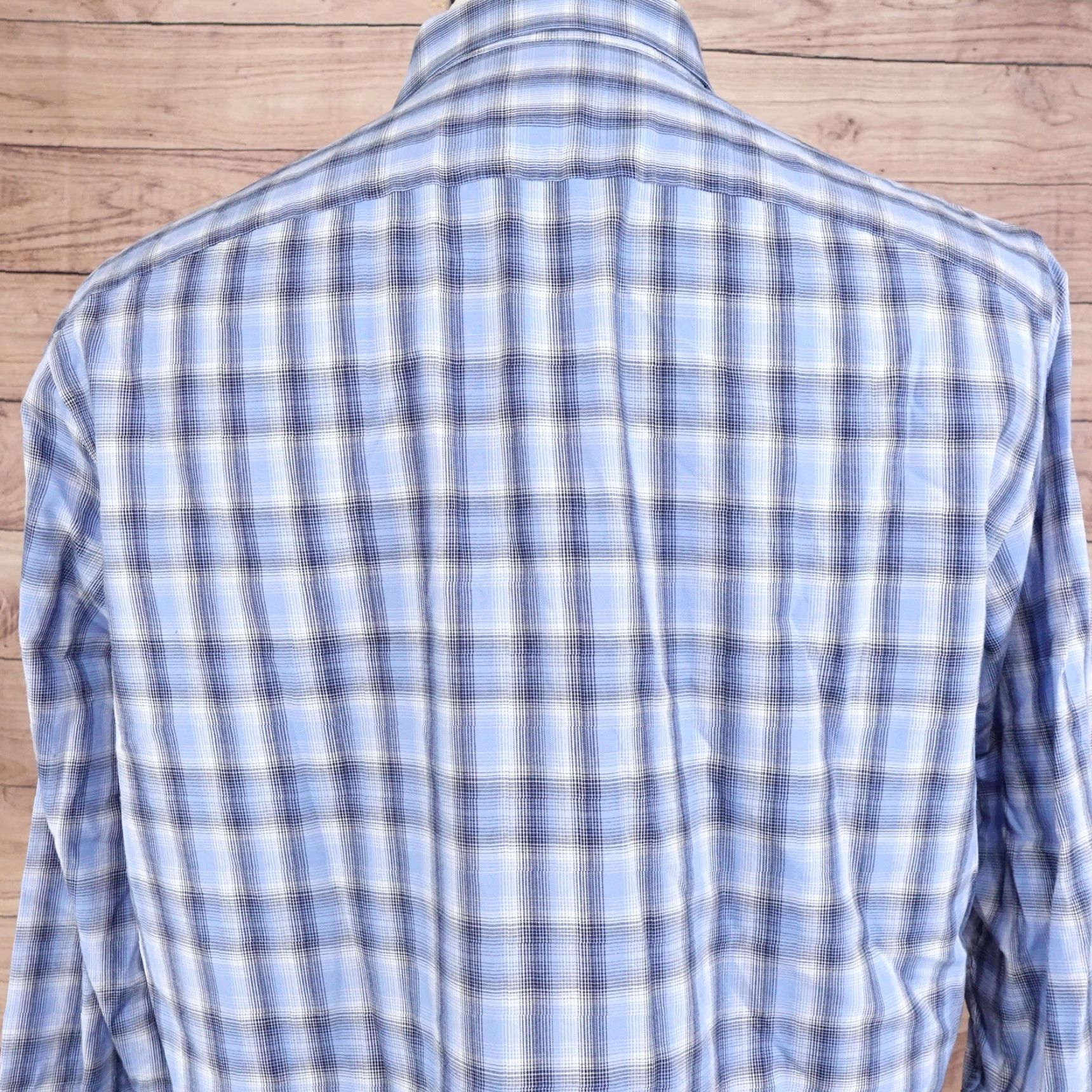 Michael Kors MICHAEL KORS Plaid Button-Up Shirt Long Sleeve Blue Adult Large Mens Size US L / EU 52-54 / 3 - 5 Thumbnail