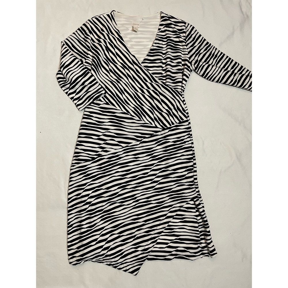 Chicos New Chico's Textured Jessie Black White Stripe Dress Size 1 Size M / US 6-8 / IT 42-44 - 7 Thumbnail