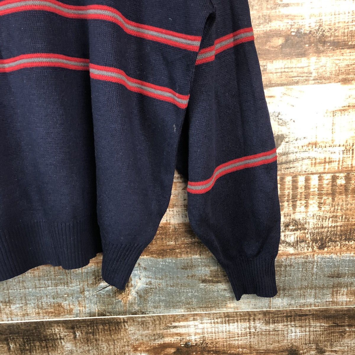 Homespun Knitwear × Japanese Brand US Pengolf Dark Blue Stripe Knitwear #A2061 Size US L / EU 52-54 / 3 - 8 Thumbnail