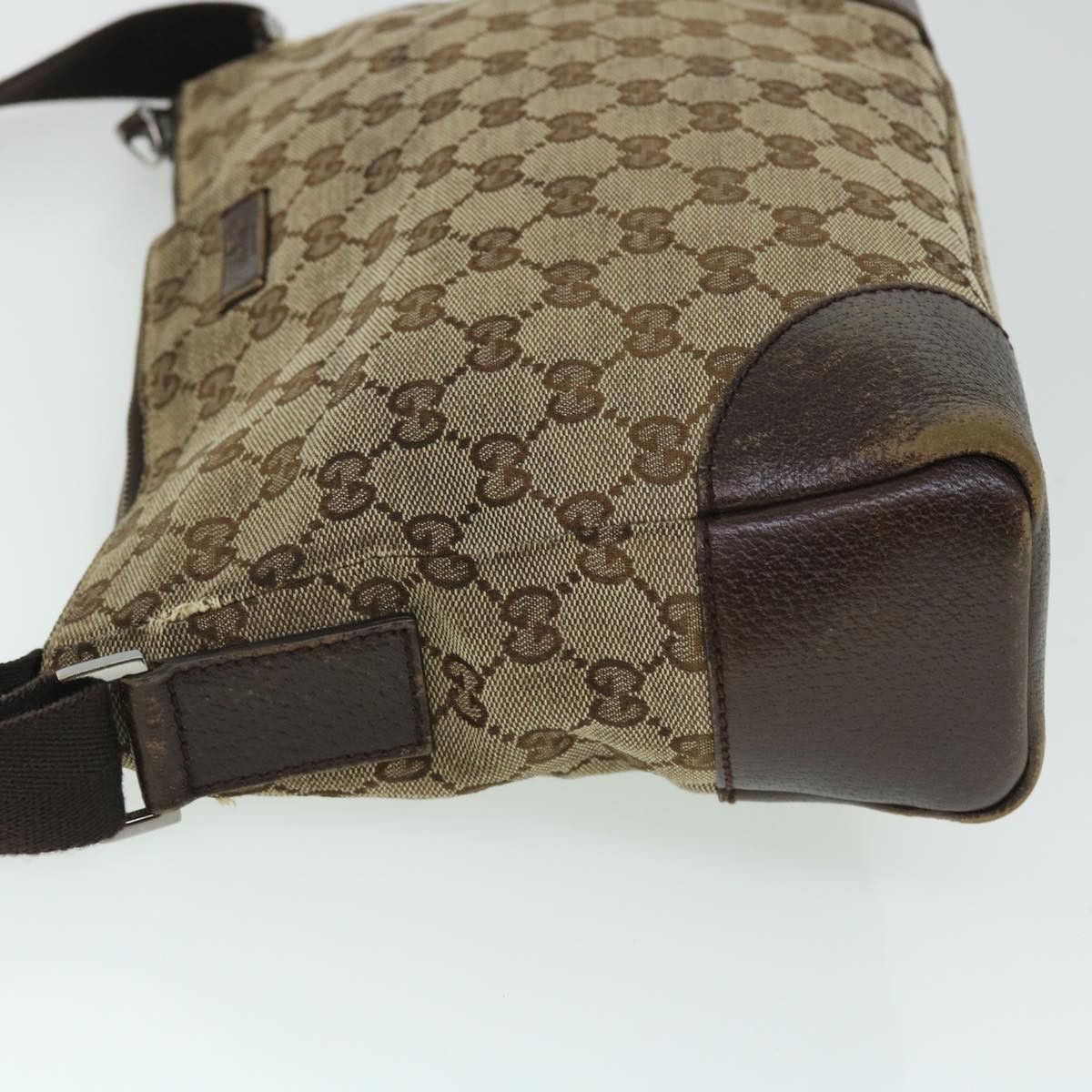 GUCCI GG Canvas Shoulder Bag Beige Brown