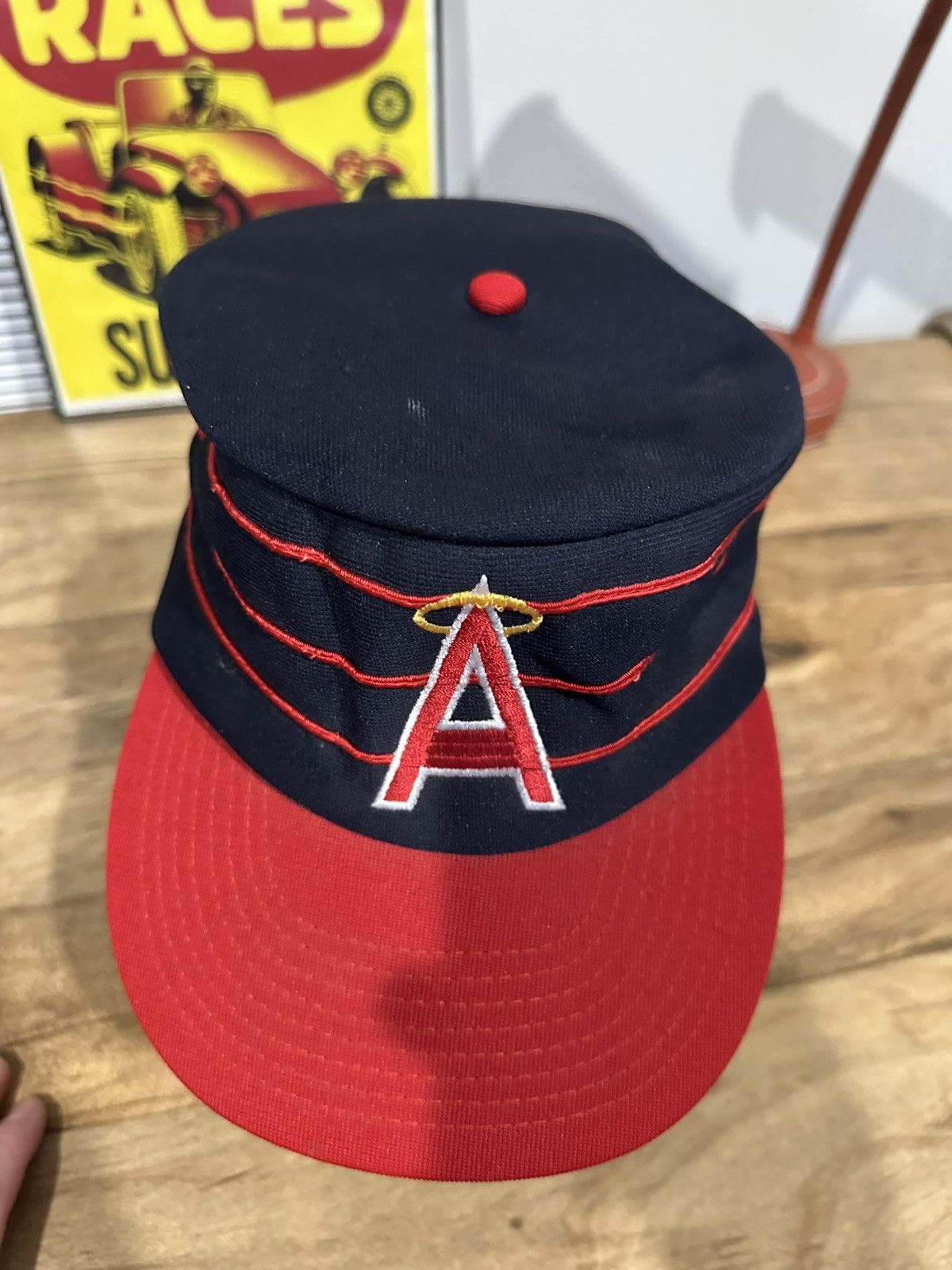 MLB Vintage California Angels Three Stripe Pillbox Style Hat Size ONE SIZE - 4 Thumbnail