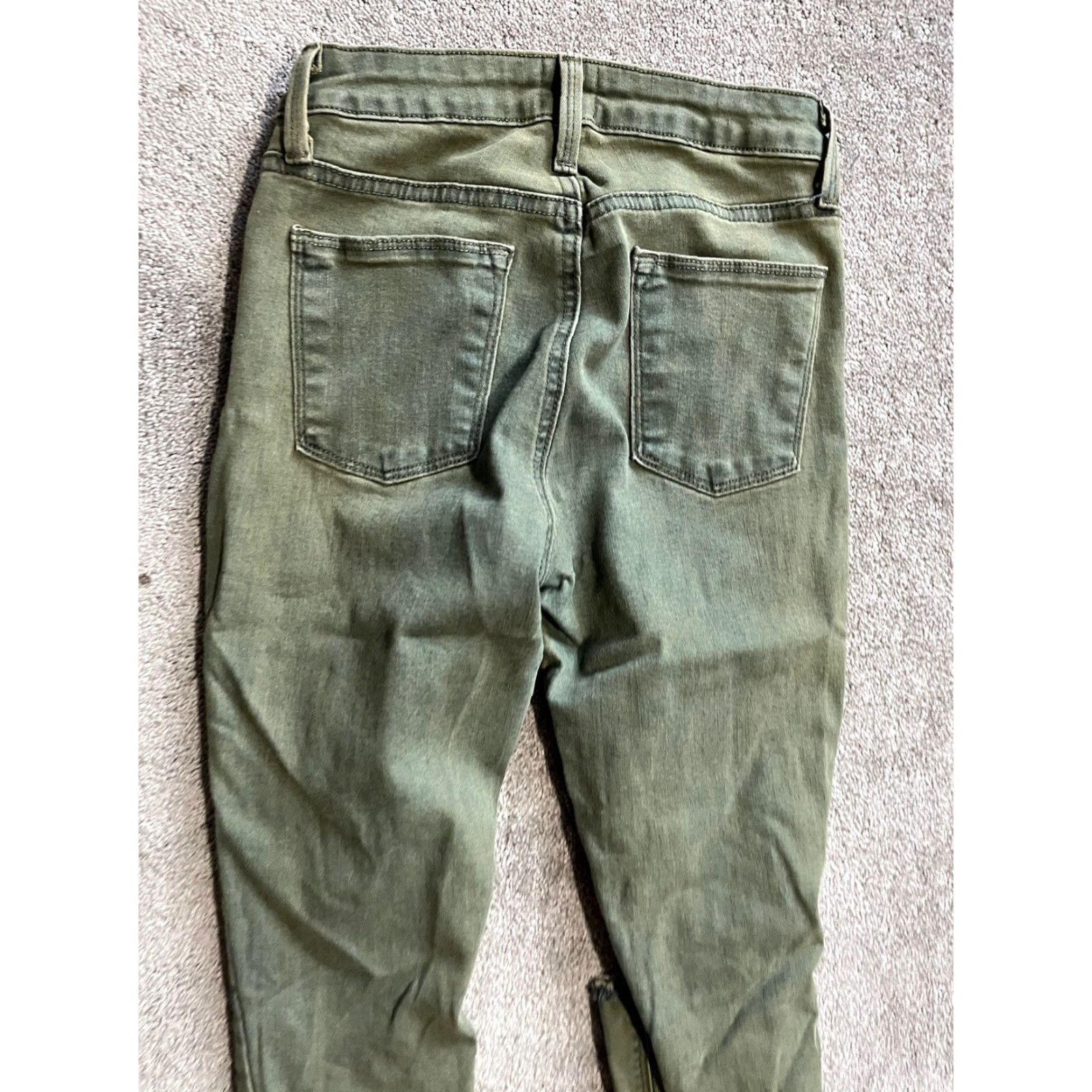 Vintage JUST BLACK Jeans Women's 26 Olive Green Cotton Stretch Skinny Denim Made in USA Jeans Size 26" / US 2 / IT 38 - 4 Thumbnail