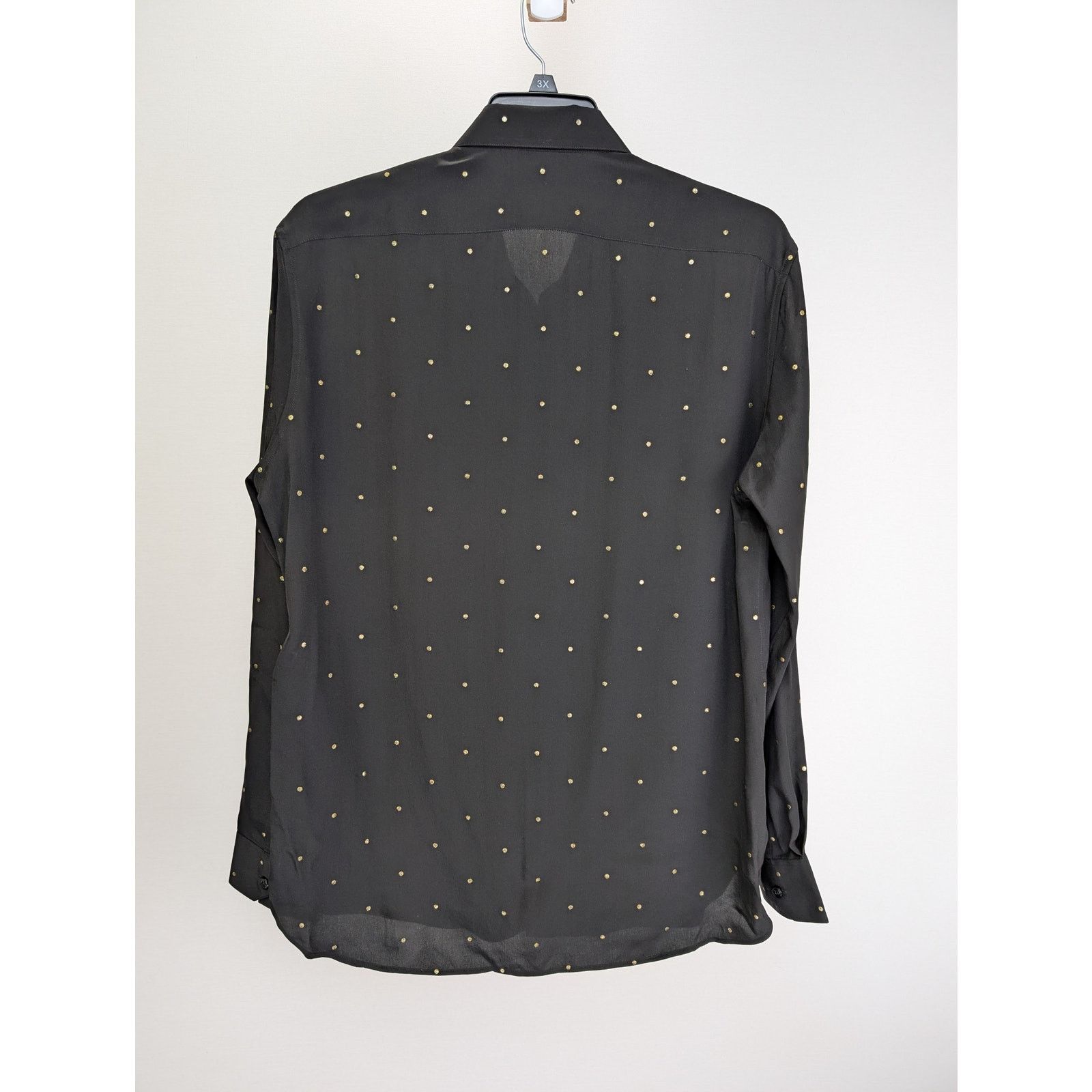 Saint Laurent Paris o1rshd1 Black with Gold Dots Button up Shirt in Black Size US M / EU 48-50 / 2 - 9 Thumbnail