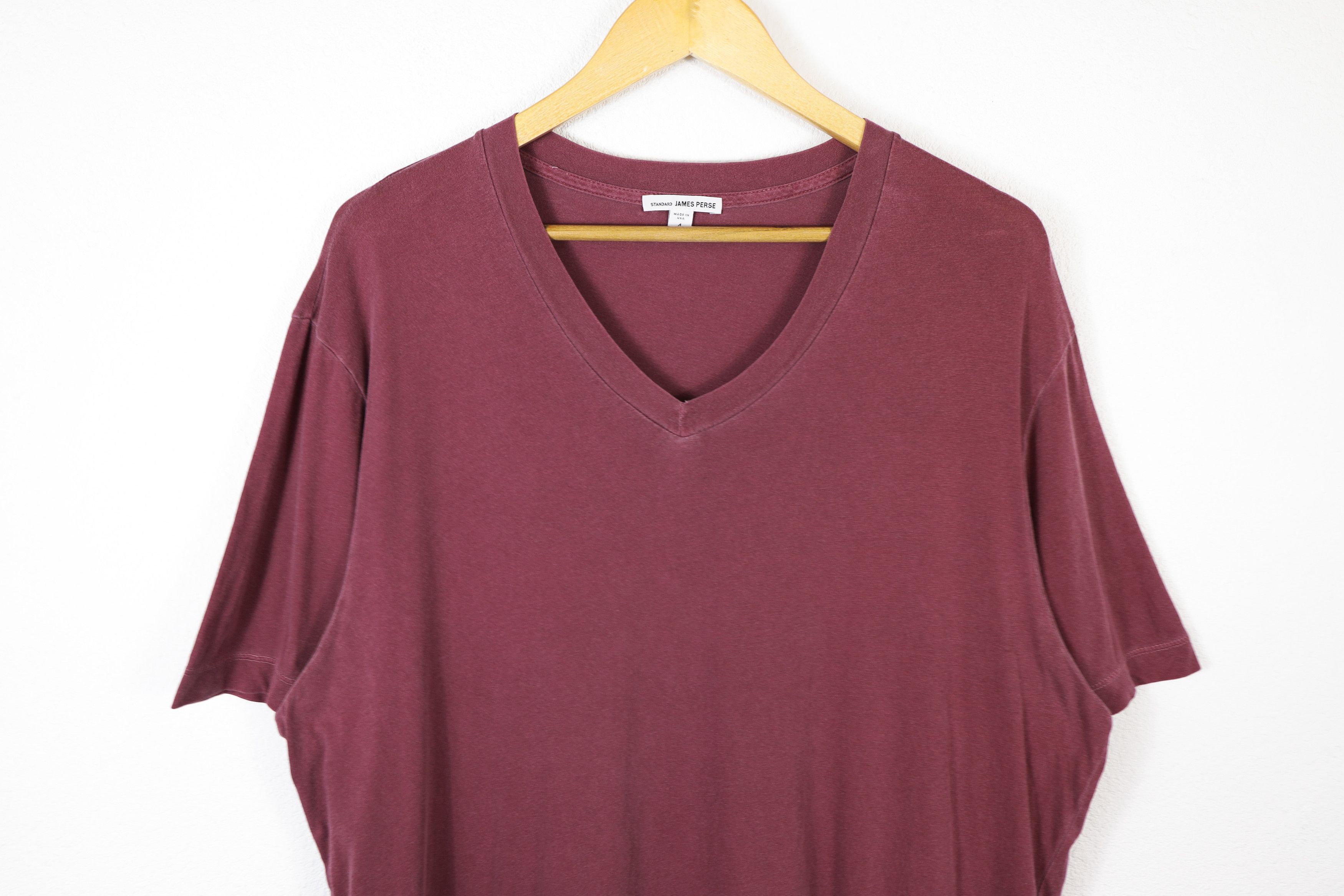 James Perse James Perse Washed Burgundy V-neck Tee T-shirt Size US XL / EU 56 / 4 - 2 Thumbnail