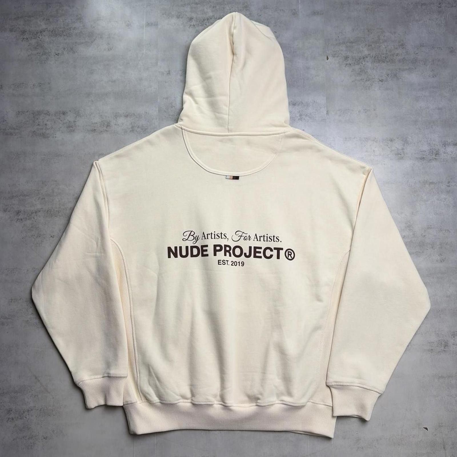 Nude Nude Project Cream Heavyweight Boxy Logo Spellout Hoodie Size US L / EU 52-54 / 3 - 2 Thumbnail