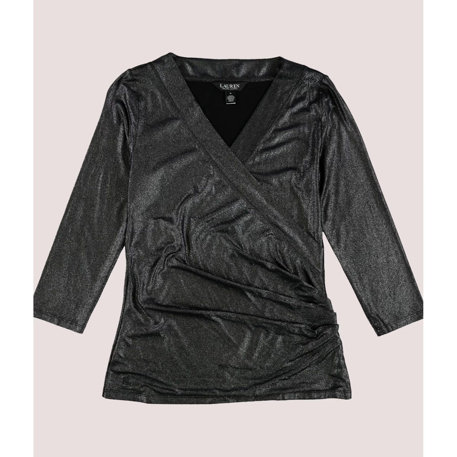 Ralph Lauren Ralph Lauren Womens Shimmer Wrap Blouse Black XS Size XS / US 0-2 / IT 36-38 - 1 Thumbnail