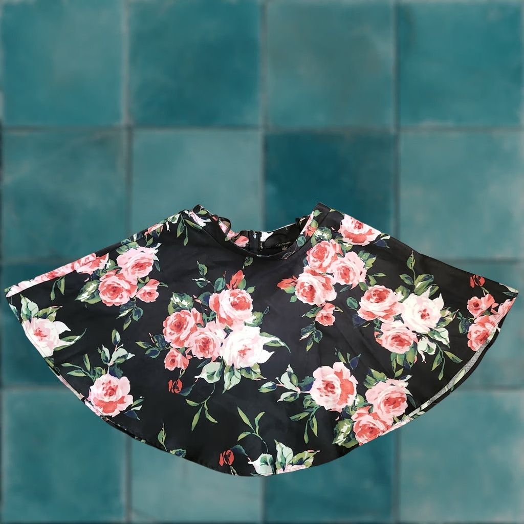 Vintage VINTAGE? City Studio ROSE Black Rose Floral Party Dress Skirt - Size 7 Size 28" / US 6 / IT 42 - 1 Thumbnail