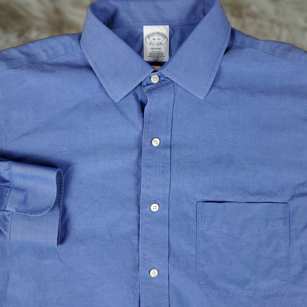 Brooks Brothers Brooks Brothers Shirt Mens 16 Blue Regent Dress Button Up Long Sleeve Size 42R - 1 Thumbnail