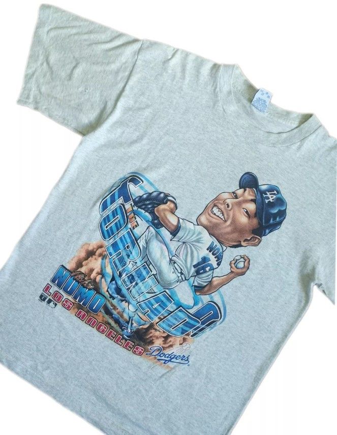 MLB × Salem Sportswear × Vintage Vintage Hideo Nomo "The Tornado" Caricature 90s t-shirts Size US L / EU 52-54 / 3 - 2 Thumbnail