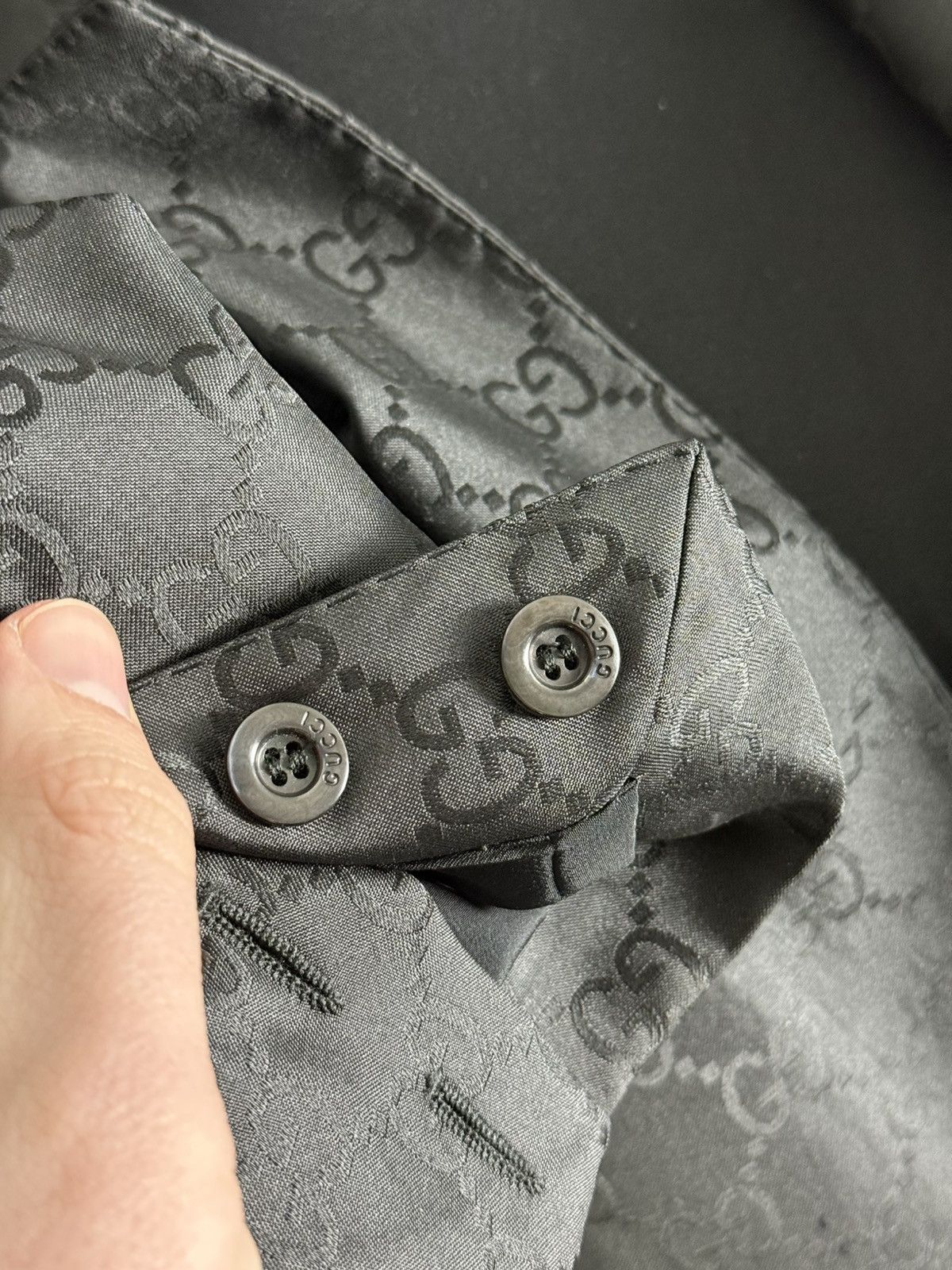 Gucci Archive Gucci xTom Ford 1998 Silk GG Monogram Blazer Vintage Size M / US 6-8 / IT 42-44 - 16 Thumbnail