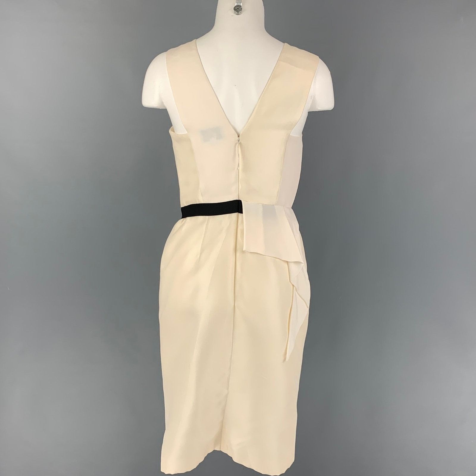 Other J.MENDEL Size 4 Cream Silk Sleeveless Cocktail Dress Size S / US 4 / IT 40 - 3 Thumbnail