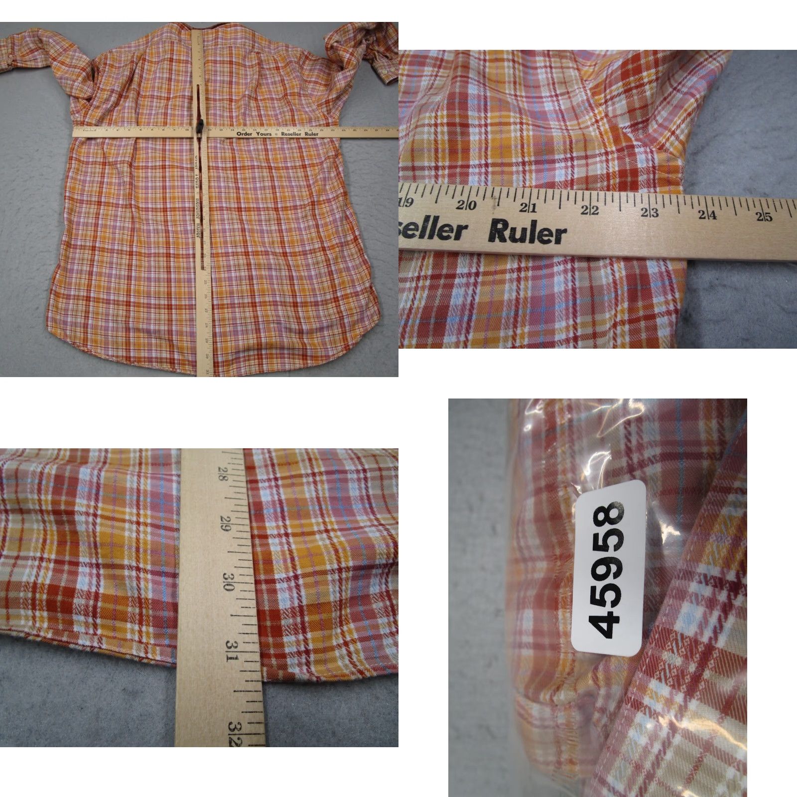 Canali CANALI Shirt Men XL Orange Plaid Button-Up Long Sleeve Casual Designer Italian Size US XL / EU 56 / 4 - 8 Thumbnail
