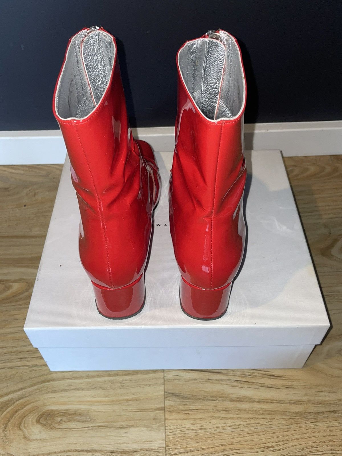 DORA TEYMUR DORATEYMUR Candy Apple Red Patent Leather Ankle Boot Size US 11 / IT 41 - 6 Thumbnail