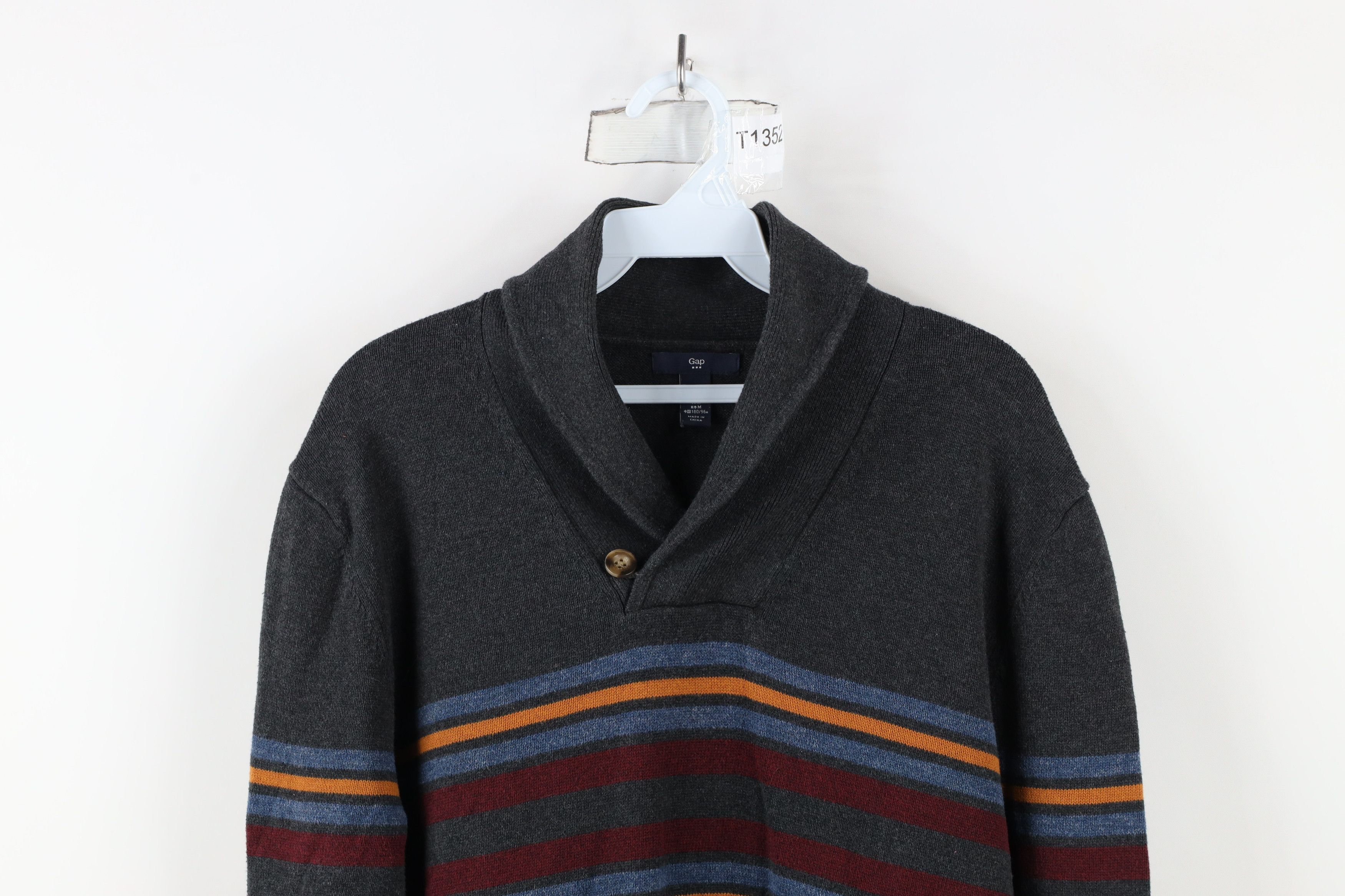 Gap × Vintage Vintage Y2K Gap Rainbow Striped Shawl Collar Knit Sweater Size US M / EU 48-50 / 2 - 2 Thumbnail