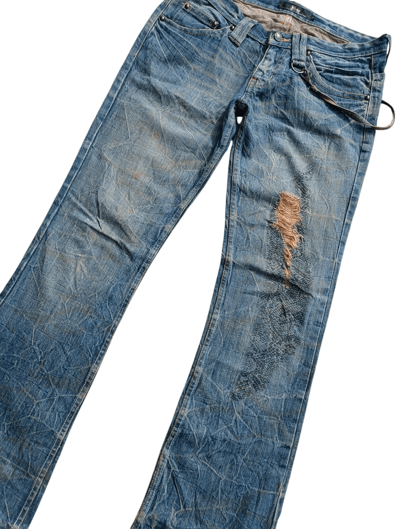 Japanese Brand FLARED Midas Japanese Machiavel Distressed Whiskers Jeans Size US 32 / EU 48 - 10 Thumbnail