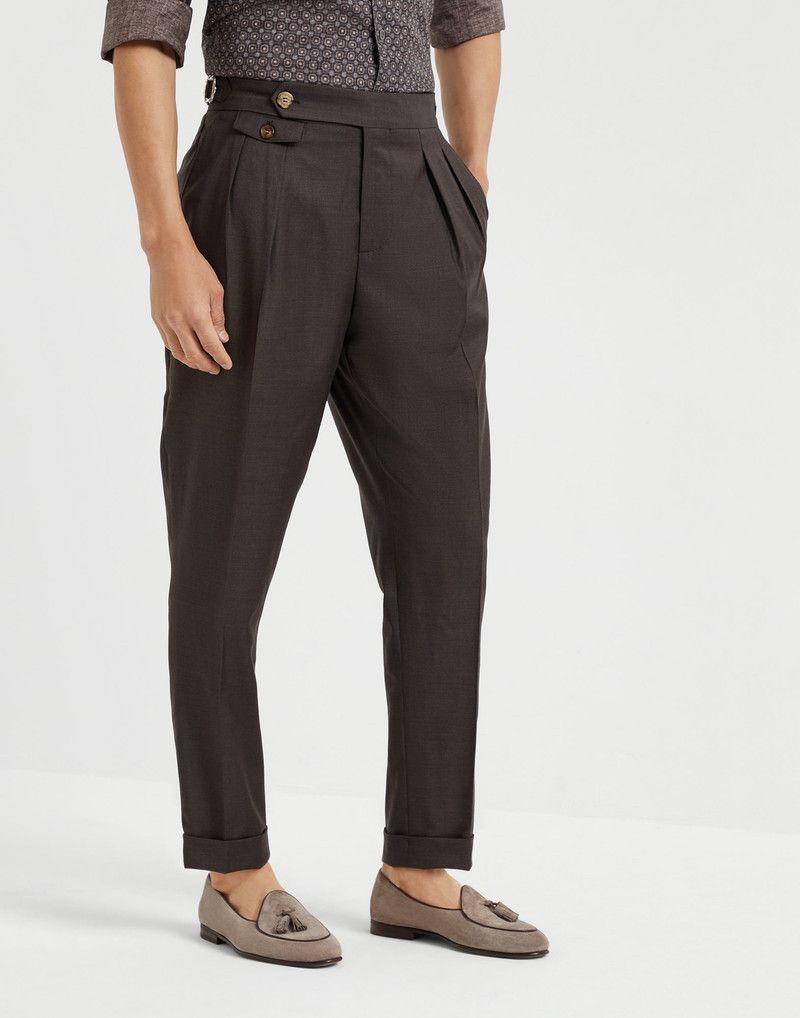 Brunello Cucinelli o1la1rc1a0326 Virgin Wool Batavia Leisure Fit Trousers Brown Size US 30 / EU 46 - 1 Thumbnail