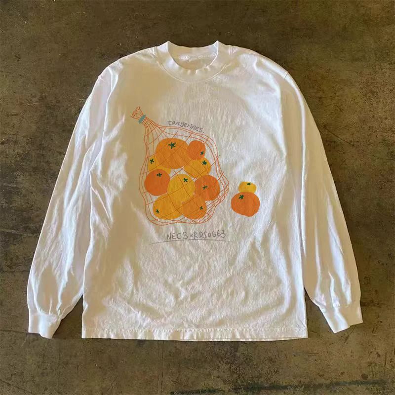 Vintage White washed vintage orange print long-sleeved t-shirt Size US M / EU 48-50 / 2 - 1 Thumbnail