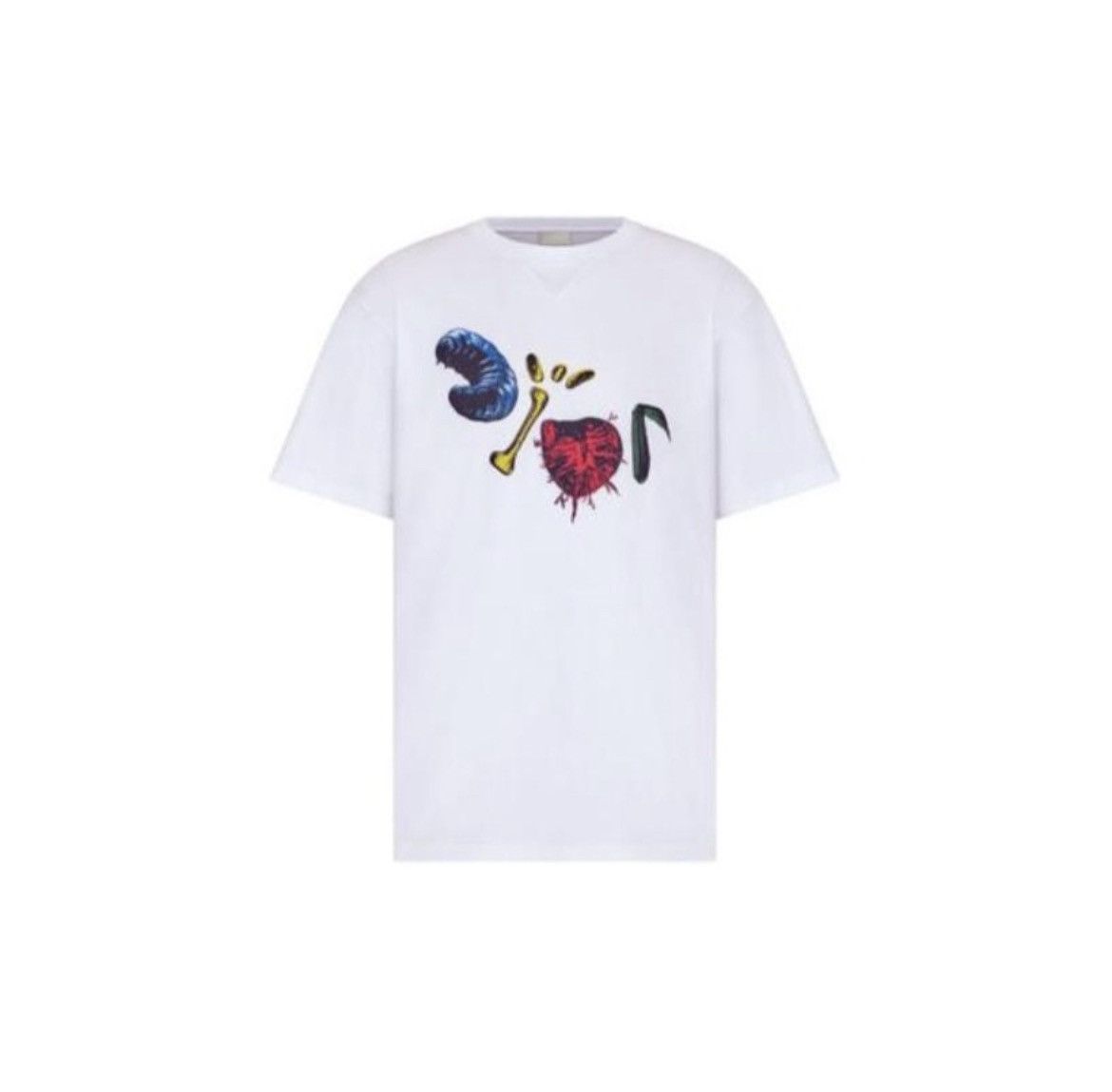 image of Dior x Travis Scott Cactus Jack Multi Color Logo Tee in White, Men's (Size Small)