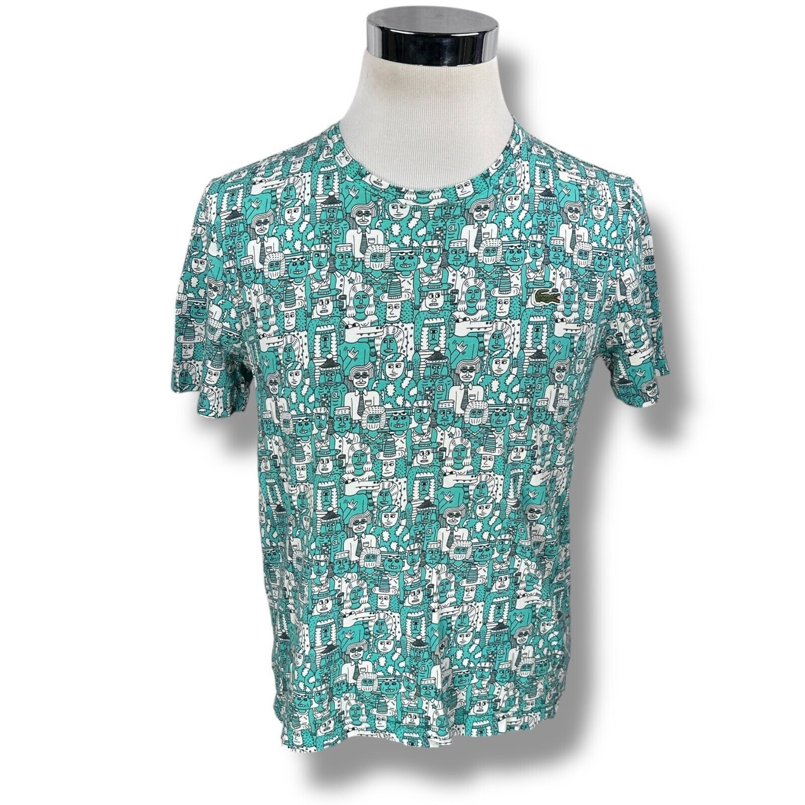 Lacoste Live! Andy Rementer AOP T-Shirt Men’s 5 L Blue White