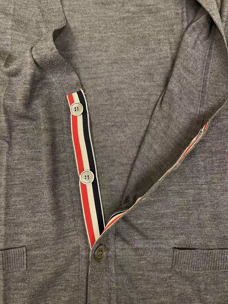 Thom Browne Gray four-stripe wool cardigan