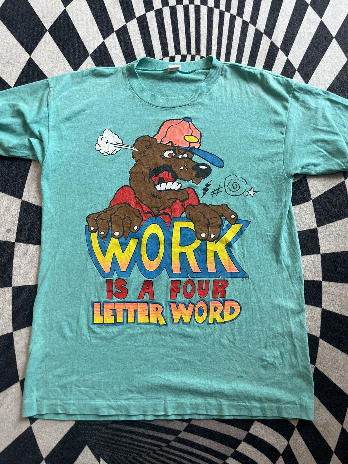 Vintage Vintage Bear Work is a four letter word 80’s SSI 60/40 cott Size US L / EU 52-54 / 3 - 3 Thumbnail