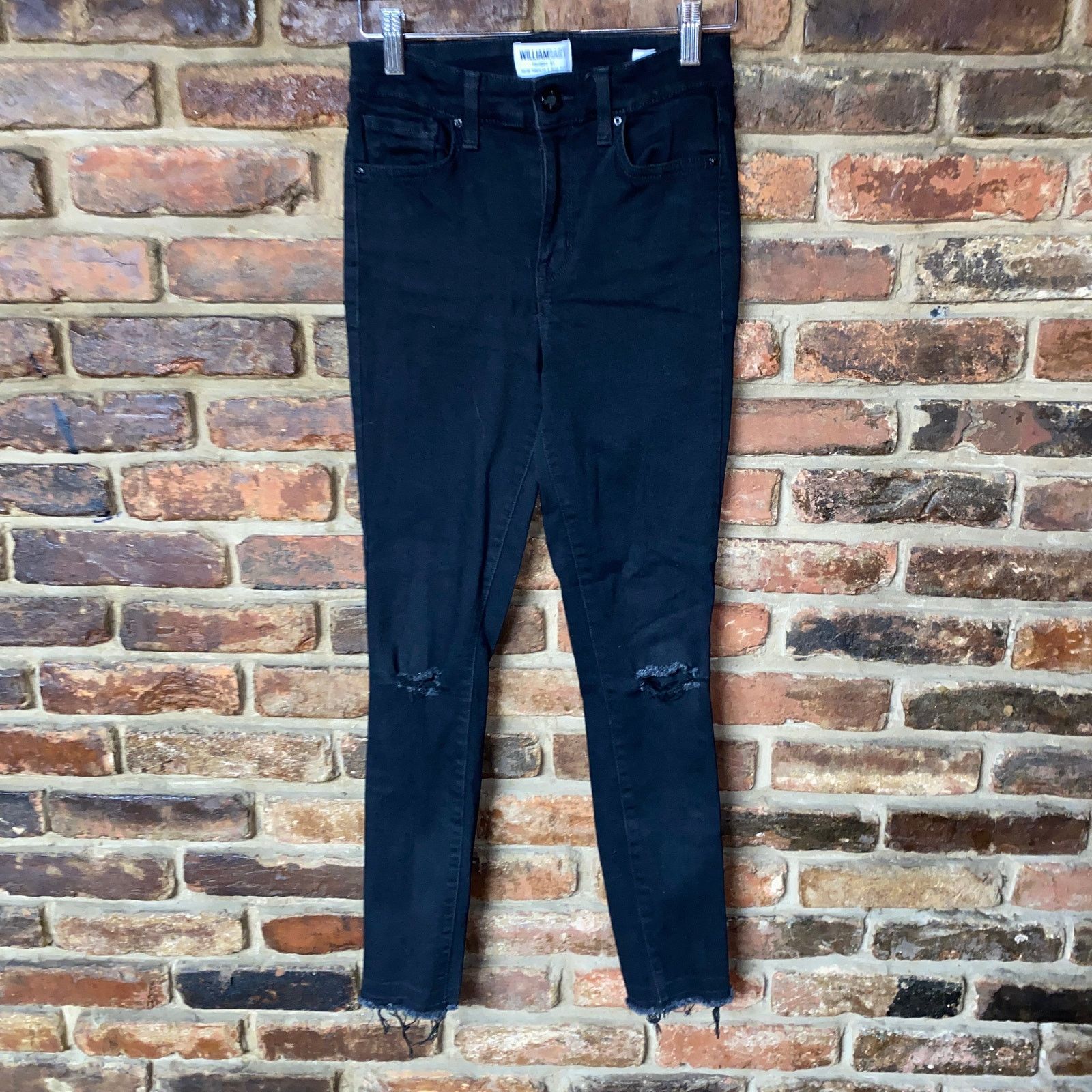 William Rast William Rast Black Distressed Denim Skinny Ankle Jeans 25 Size 25" / US 0 / IT 36 - 1 Thumbnail