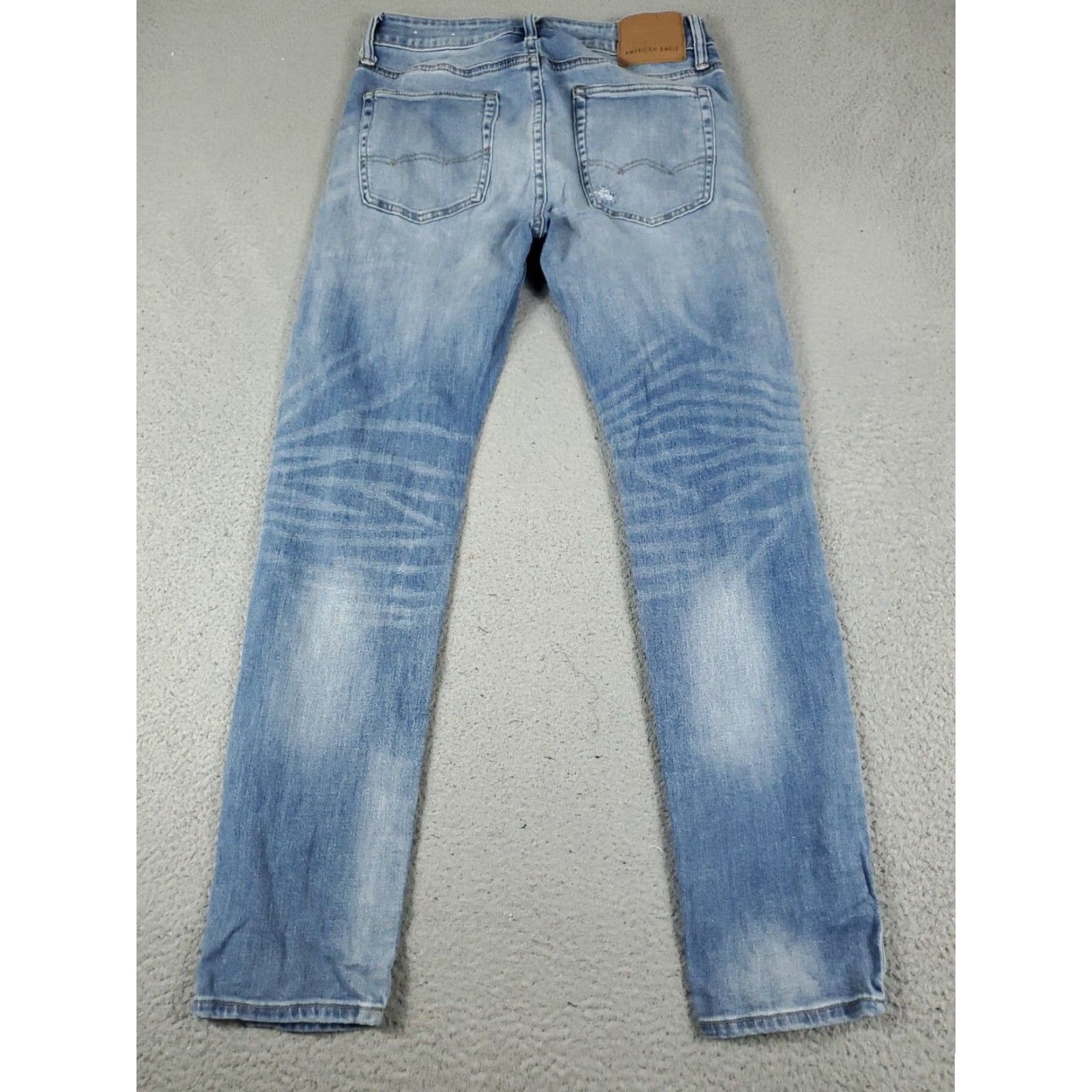 American Eagle Outfitters American Eagle Mens Slim Straight Leg Blue Distressed Denim Jeans Pants 31x32 Size US 31 - 6 Thumbnail