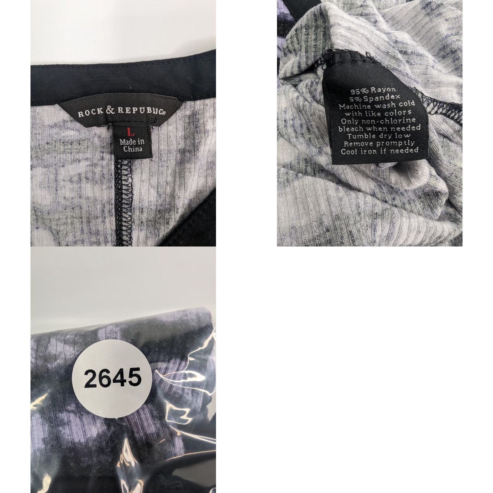 Vintage Rock & Republic Shirt Women's V-neck Button Rib Knit Top L Purple Casual Comfort All Seasons Size L / US 10 / IT 46 - 8 Thumbnail
