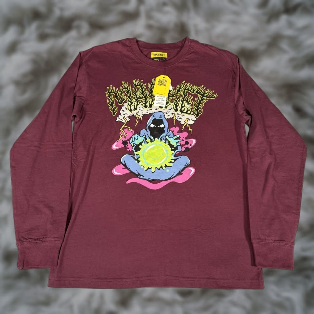 Market Market T Shirt Mens Medium Long Sleeve Graphic Print Burgundy New Size US M / EU 48-50 / 2 - 1 Thumbnail