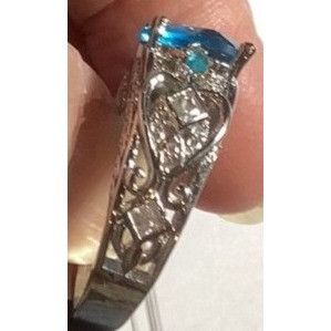 Other Blue Topaz Heart .925 Silver Ring Intricate Filigree Size 9 Size ONE SIZE - 10 Thumbnail
