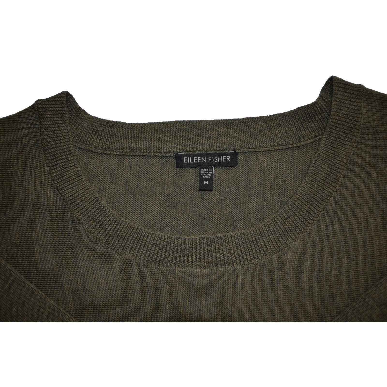 Eileen Fisher NEW EILEEN FISHER Olive Green Merino Wool Relaxed Sweater M Size M / US 6-8 / IT 42-44 - 4 Thumbnail
