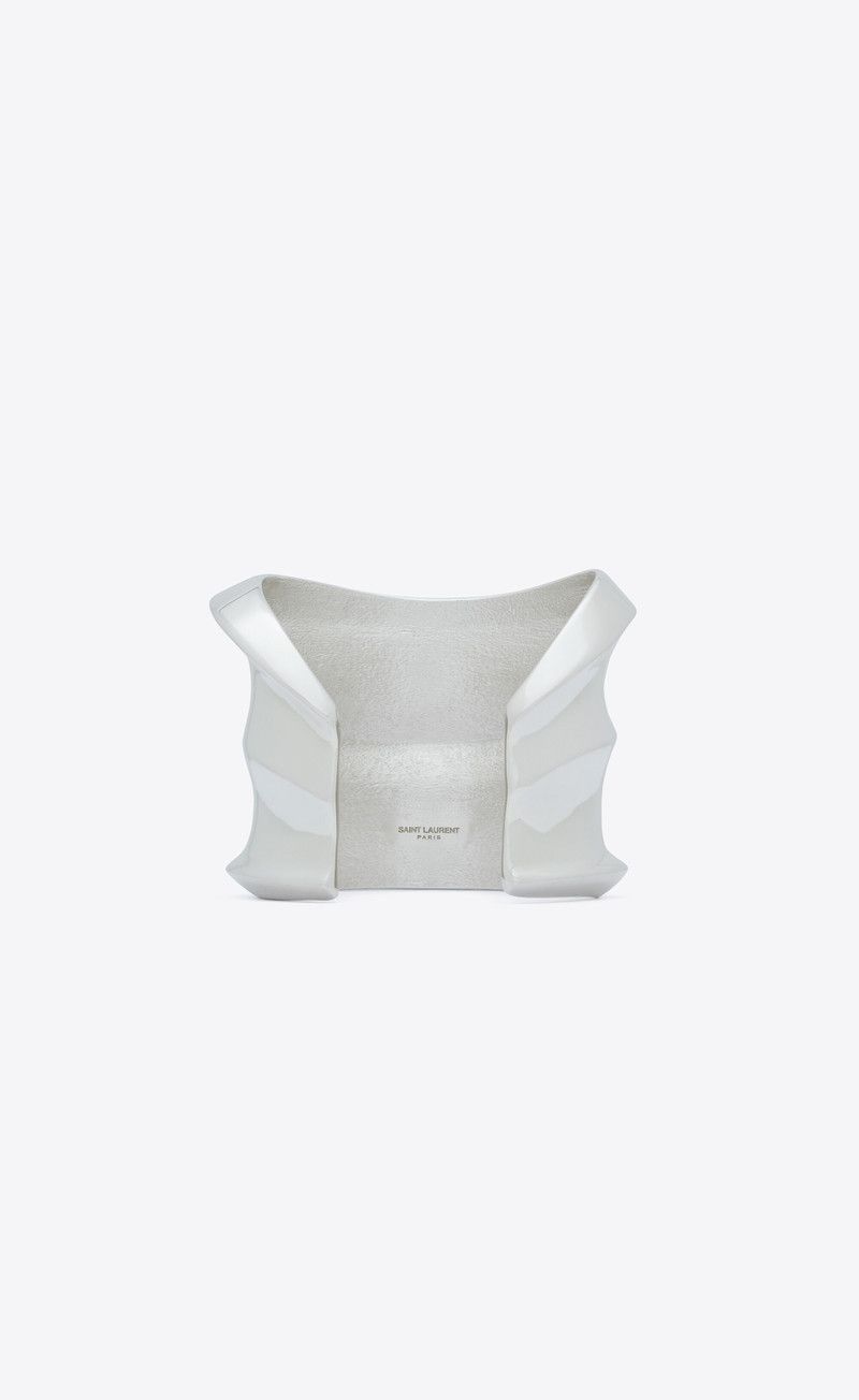 Saint Laurent Paris o1bcso1str0226 Size:M/Wavy Cuff Bracelet in Silver Size ONE SIZE - 4 Thumbnail