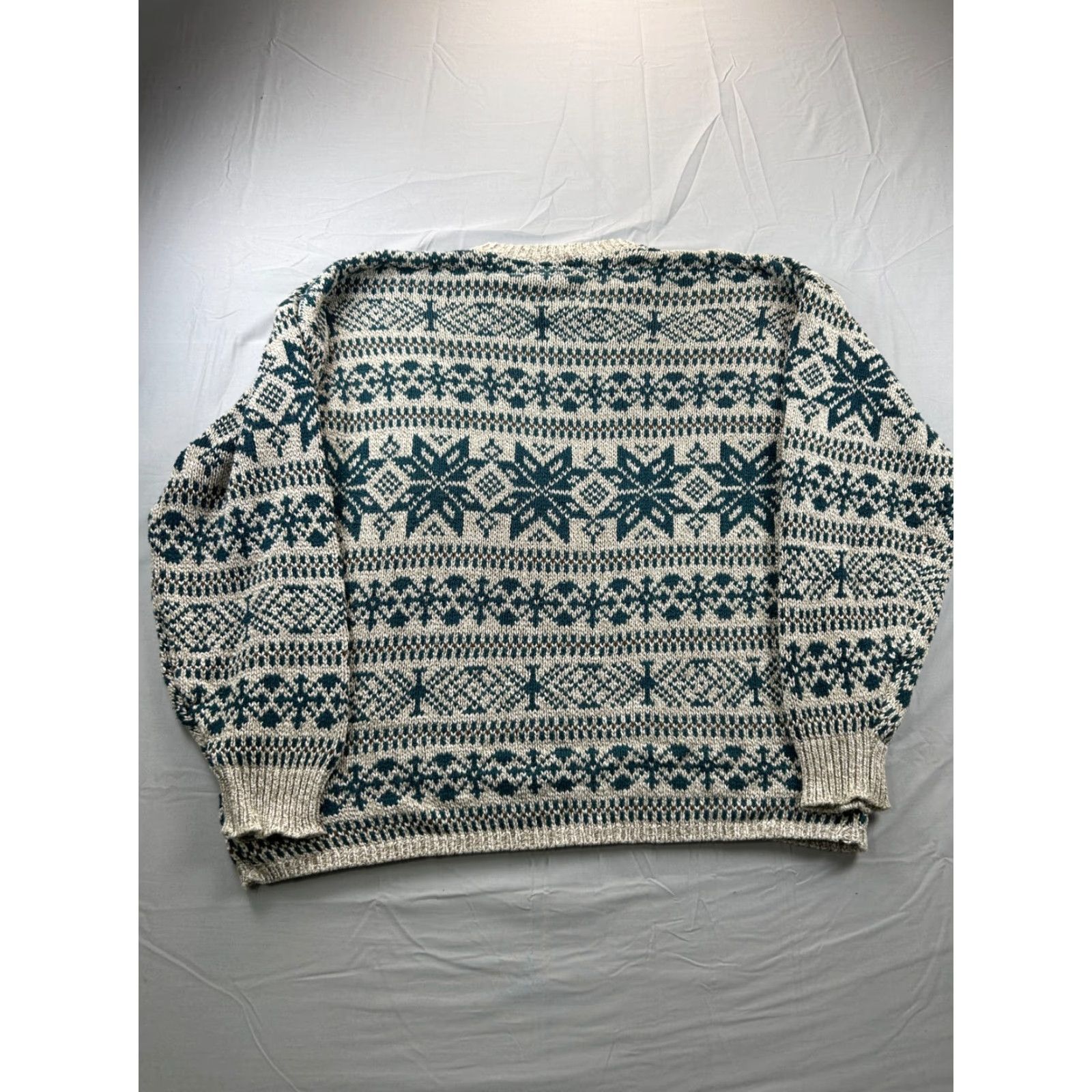 Eddie Bauer VINTAGE Eddie Bauer Mens XL Fair Isle Knit Sweater Gray USA Crew Neck Long Sleeve Pullover Winter Cotton Wool Size US XL / EU 56 / 4 - 2 Thumbnail