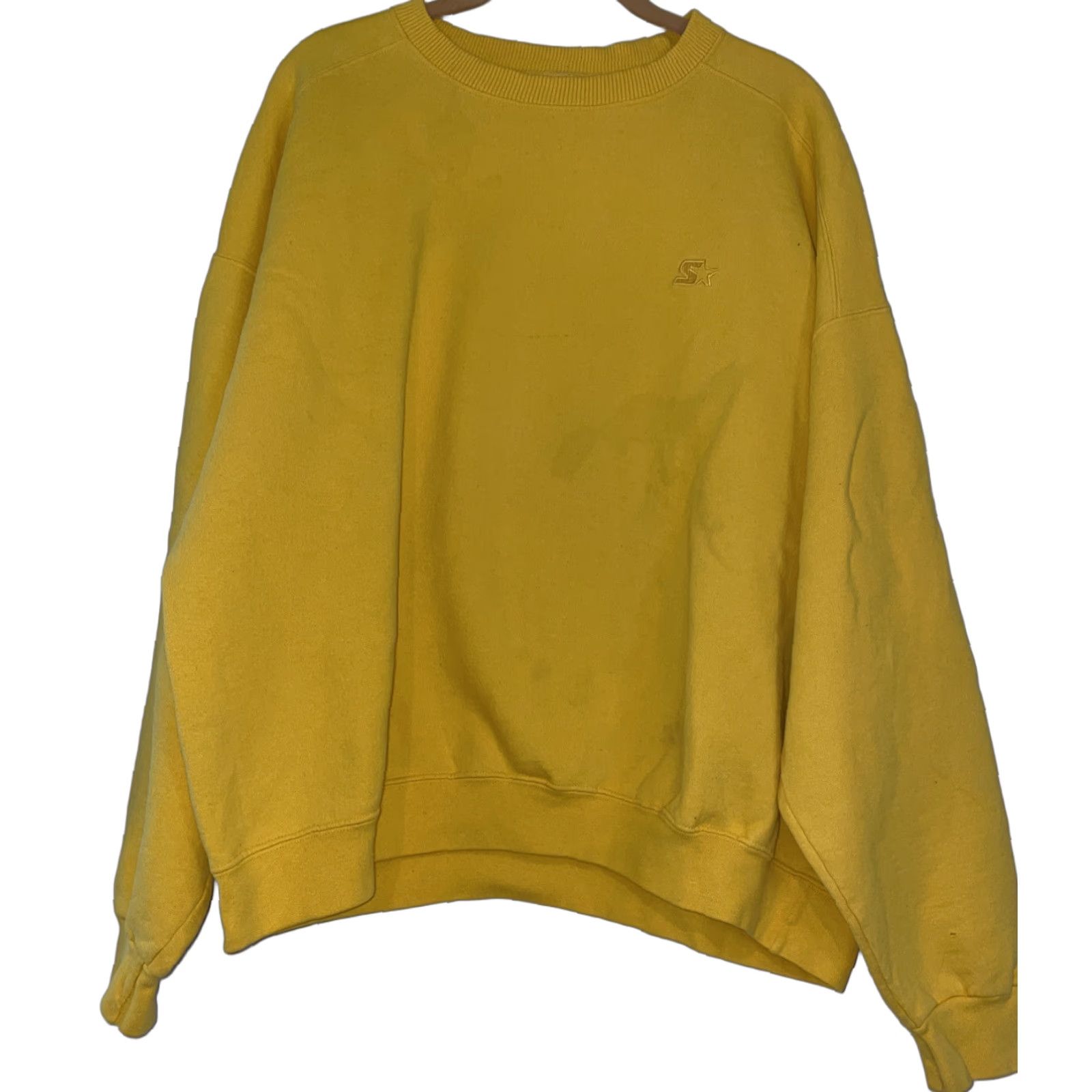 Starter VINTAGE STARTER Bright Yellow Crewneck Heavy Sweatshirt XL Men’s Sweatshirt Pullover 90s Logo Embroidered Fleece Jacket Size US XL / EU 56 / 4 - 1 Thumbnail