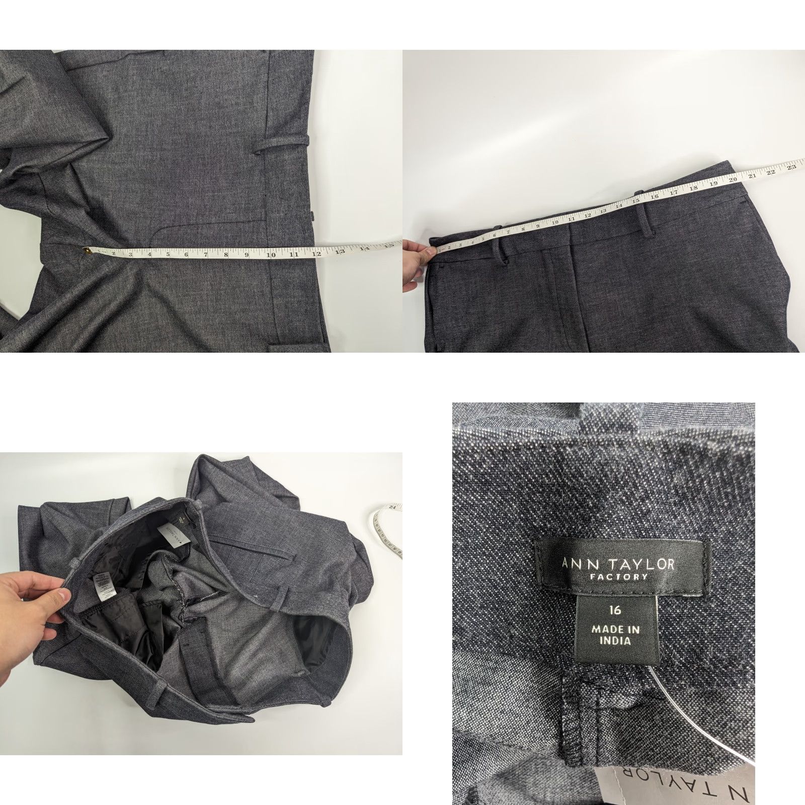 Ann Taylor NWT Ann Taylor Factory Straight Pants Trousers in Modern Size 16 Grey Size 38" / US 16 / IT 52 - 8 Thumbnail