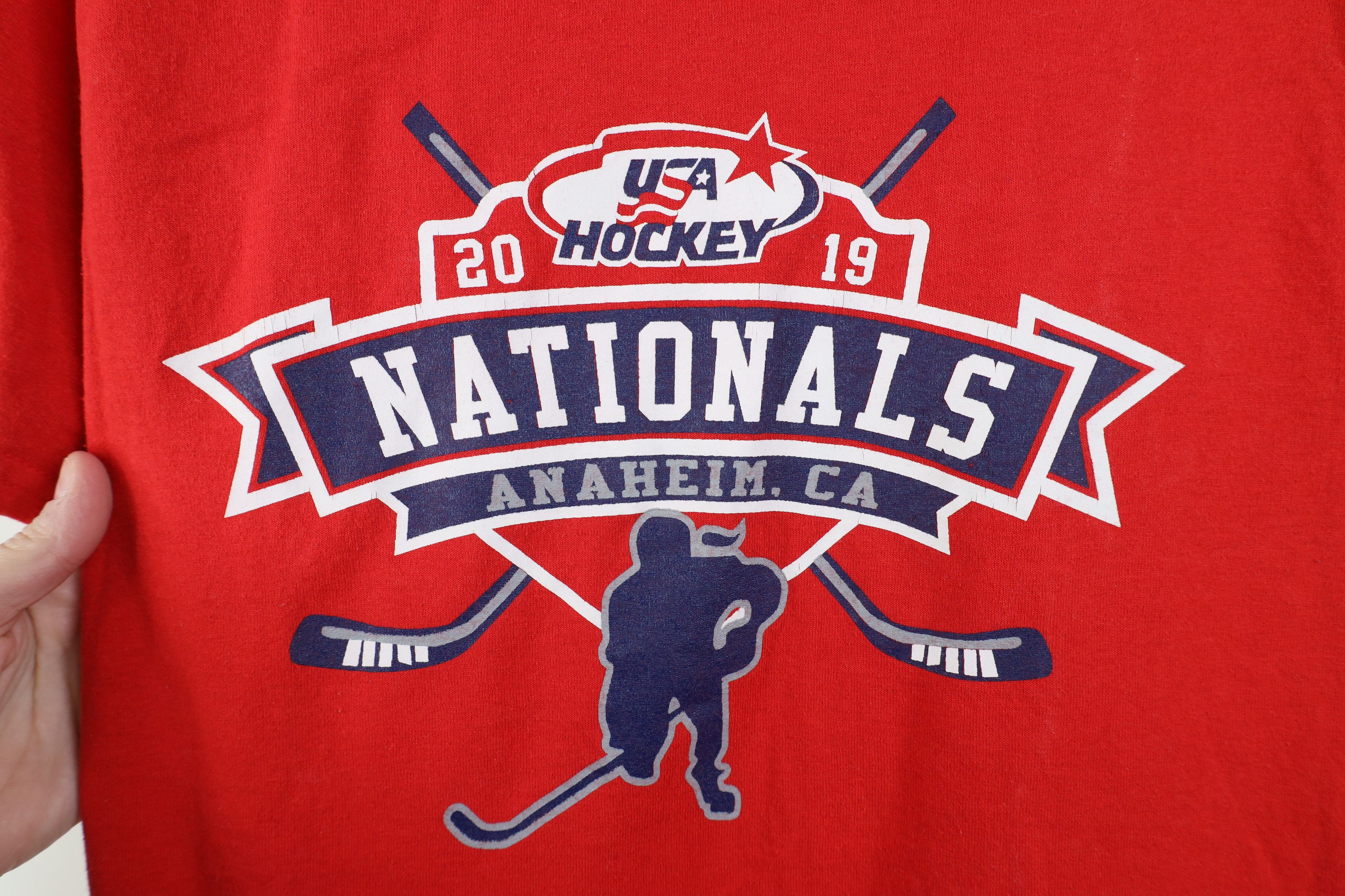 Vintage Y2K USA Hockey Nationals Short Sleeve T-Shirt Red Cotton Size US S / EU 44-46 / 1 - 4 Thumbnail