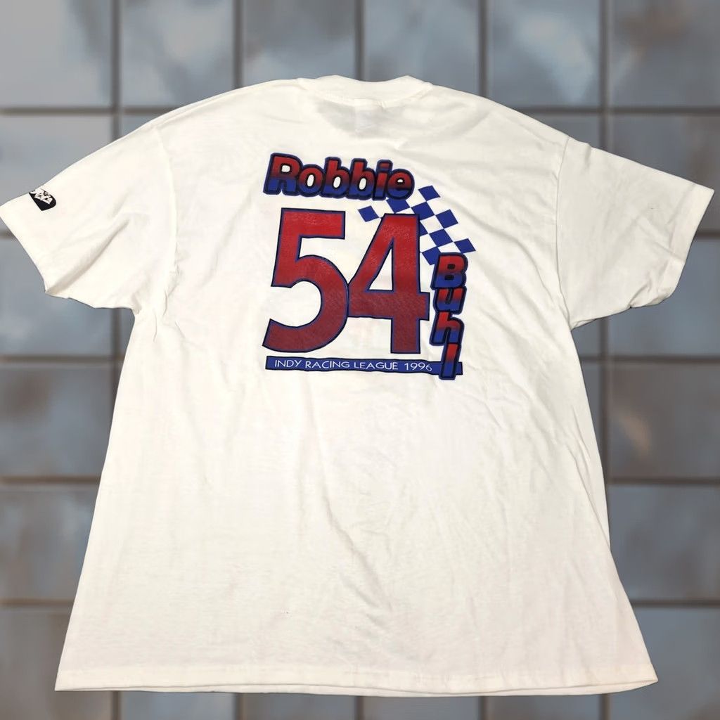 Hanes VINTAGE Hanes Beefy T Robbie Buhl #54 Coors Indy Racing League 1996 Mens 2XL (XXL) White Crew Neck Short Sleeve Shirt Size US XXL / EU 58 / 5 - 1 Thumbnail