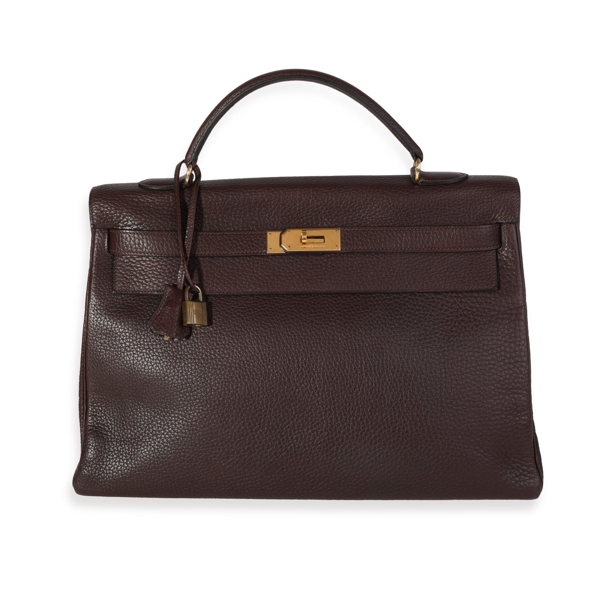 Hermès Vintage Chocolat Fjord Retourne Kelly 40 GHW