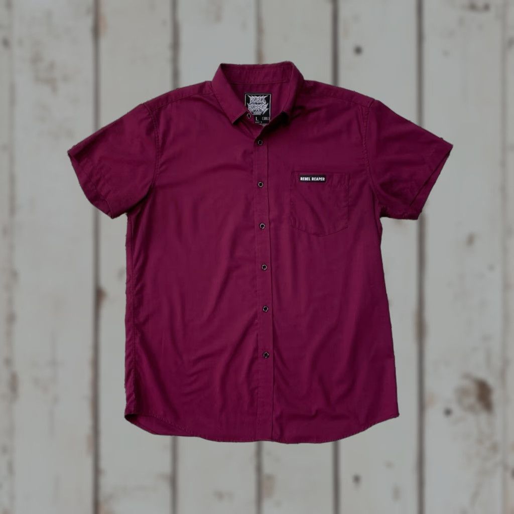 Vintage Rebel Shirt Button-Up Short Sleeve Purple L Size US L / EU 52-54 / 3 - 1 Thumbnail