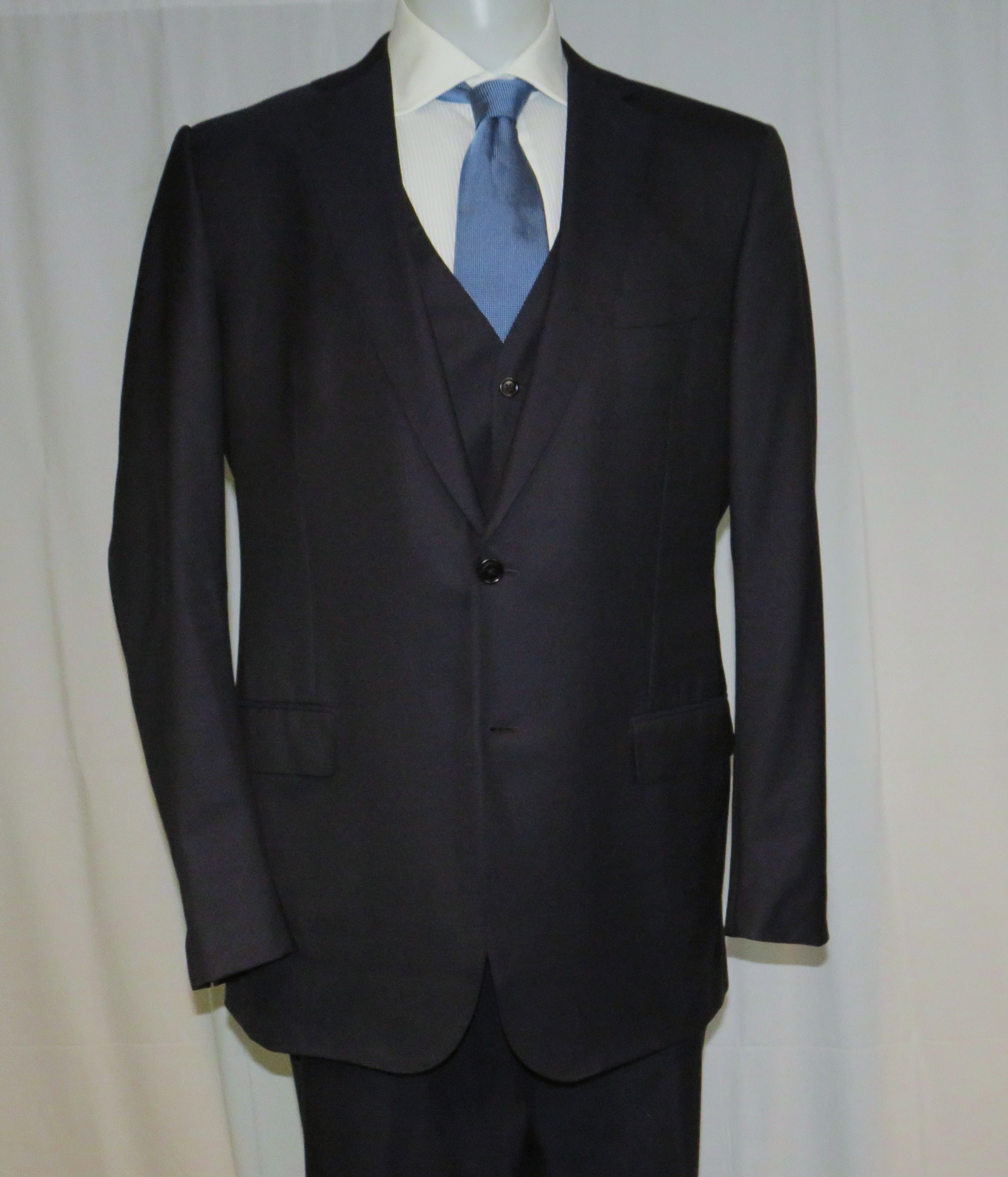 Ermenegildo Zegna Su Misura Exclusive 15milmil15 Navy Three Piece Suit 46L Size 46L - 11 Thumbnail