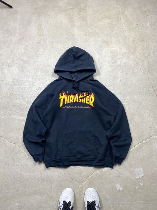 Thrasher Vintage 2000 s Thrasher Flame Logo Faded Hoodie Y2K Hype