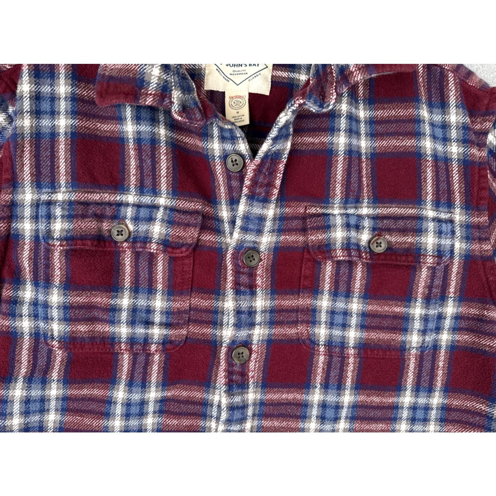 Vintage St. John's Bay Shirt Mens M Red Blue Button Up 100% Cotton Flannel Plaid Button-Up Casual Travel Workwear Mens Shirt Size US M / EU 48-50 / 2 - 6 Thumbnail
