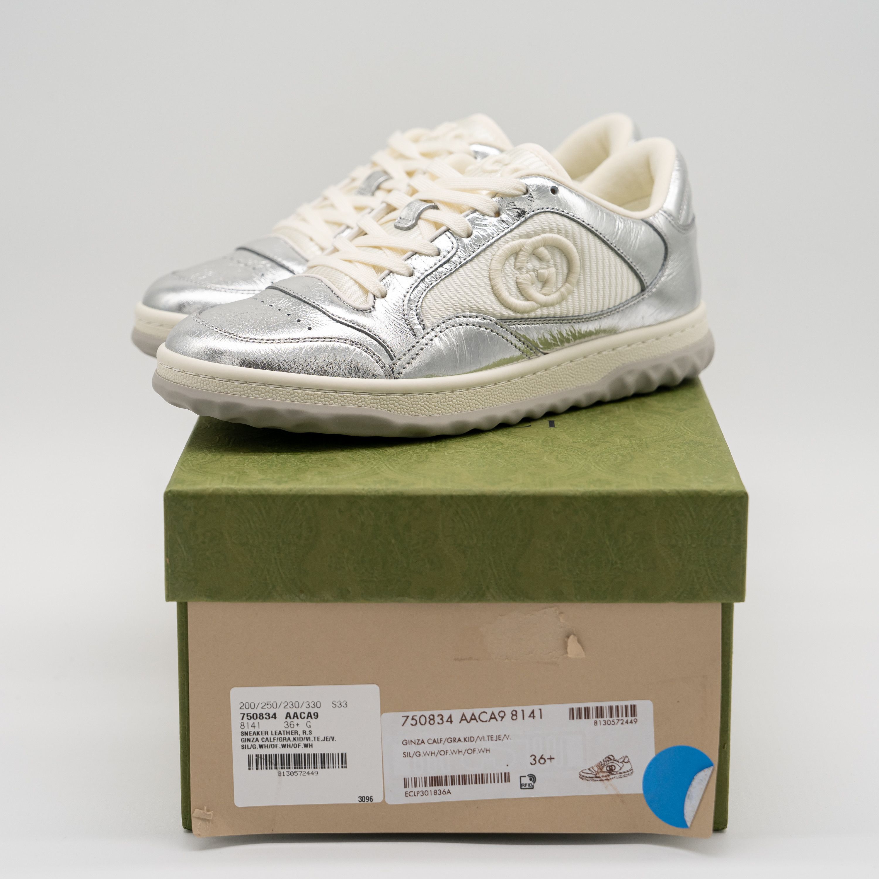 Gucci Gucci MAC80 Sneakers Metallic Silver Grey White GG Size US 6.5 / IT 36.5 - 12 Thumbnail