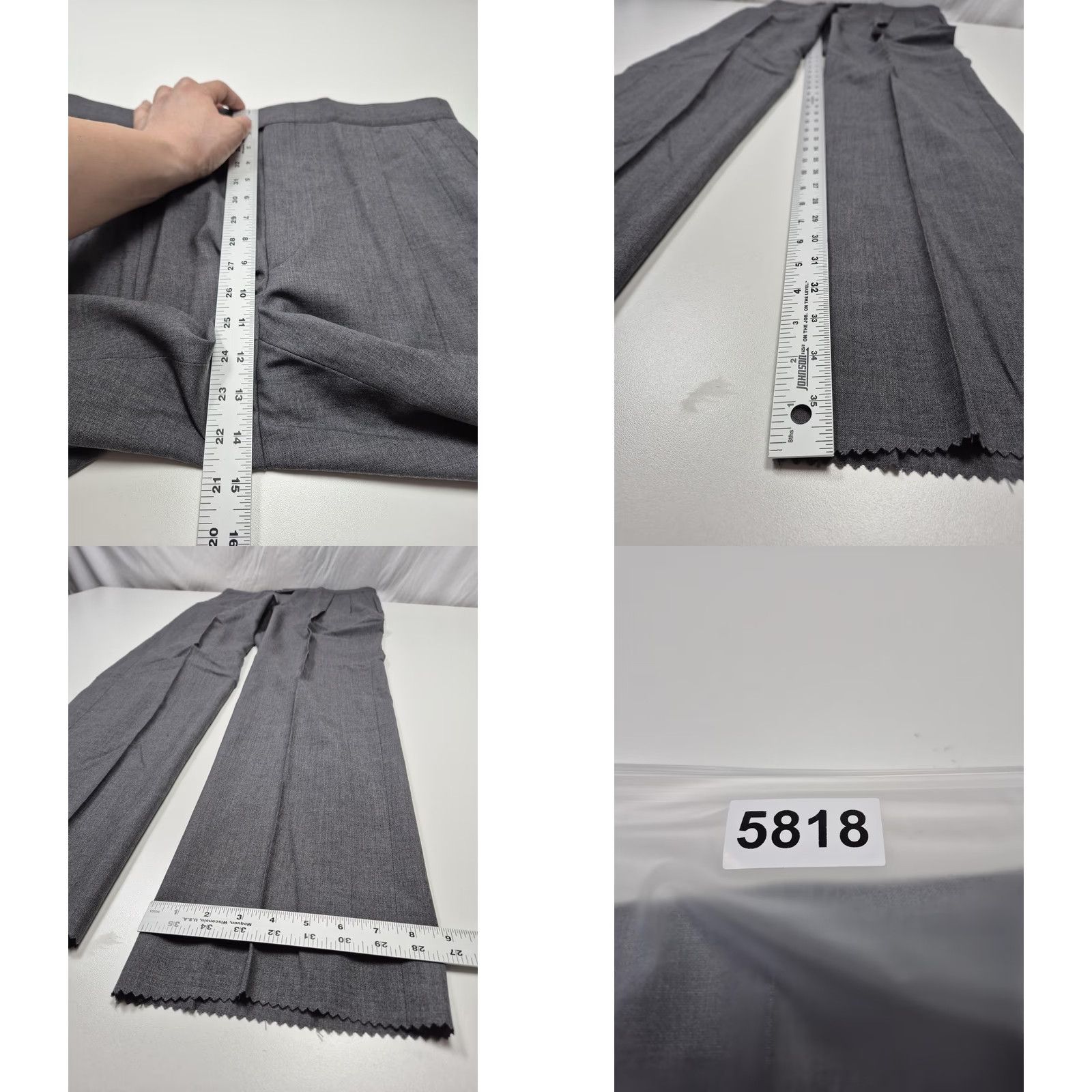 Vintage Sansabelt Dress Pants Mens 36x36 Gray Wool Pleated Straight Unhemmed Mens Dress Pants Wool Solid Gray 36 Inseam 36 In Front Zip Button Tab Pockets Size US 36 / EU 52 - 8 Thumbnail