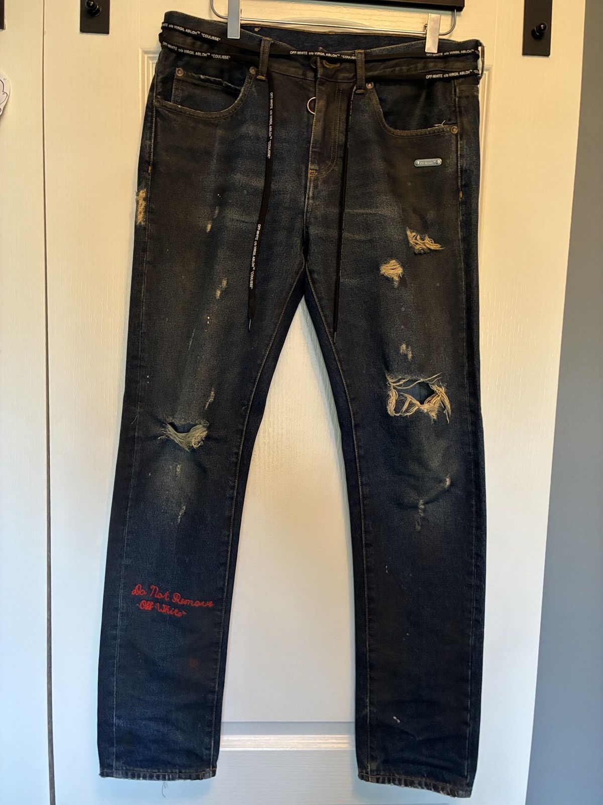 Off-White Off-White Blue Distressed Demin Size US 32 / EU 48 - 1 Thumbnail