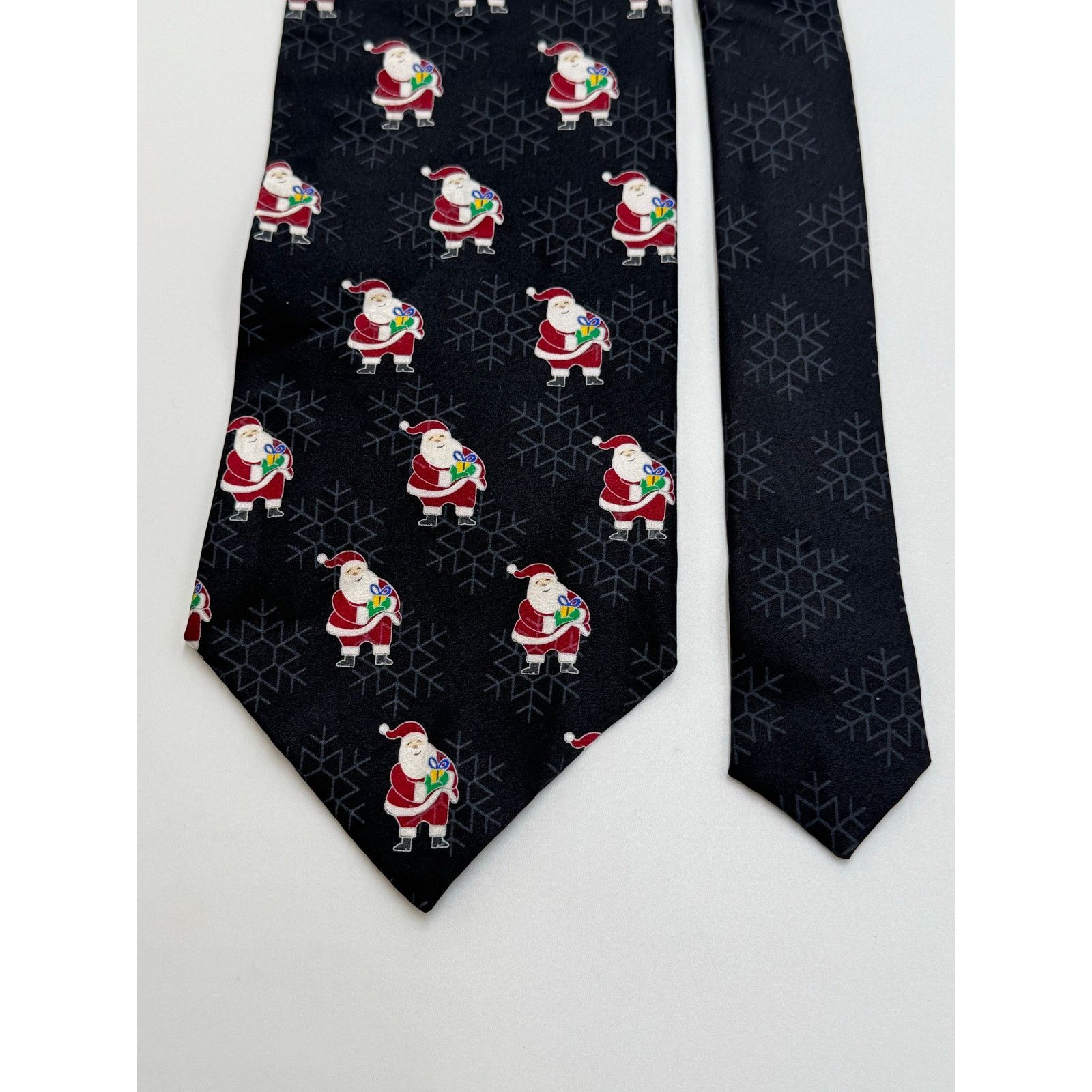 Other FN Hand Sewn Silk Christmas Black Tie Santa Snowflakes Size ONE SIZE - 5 Thumbnail